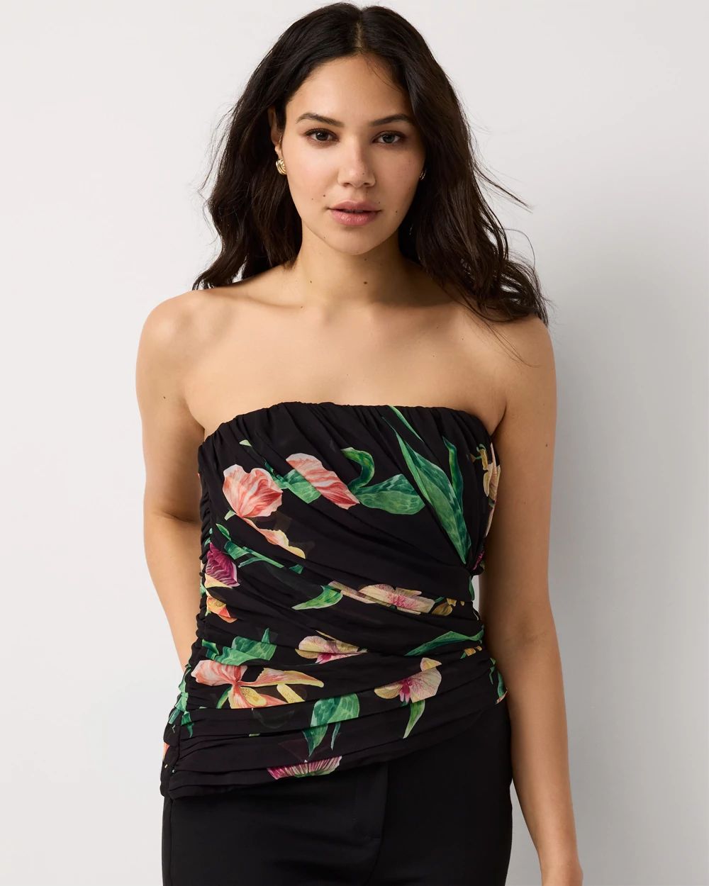 Draped Chiffon Bustier | White House Black Market